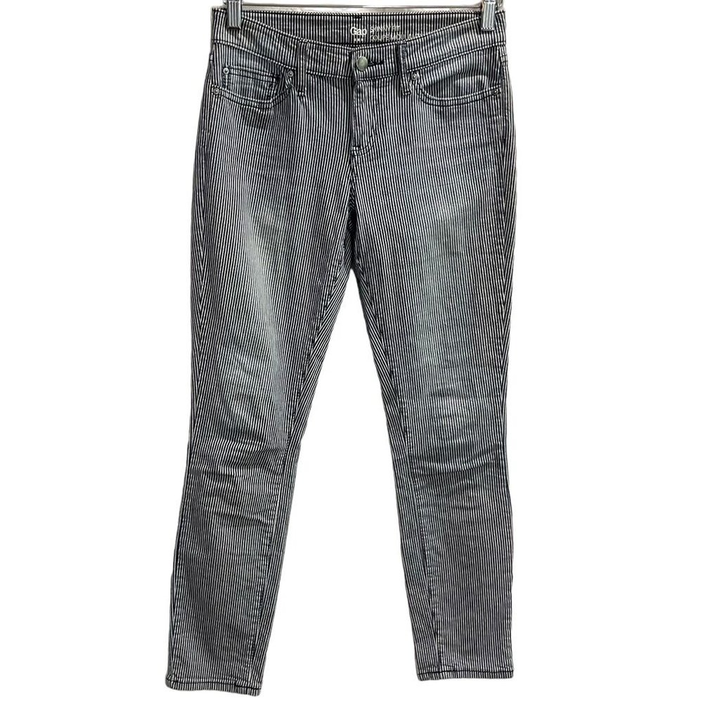 Gap Womens Coupe Moulante Skinny Jeans Blue Pinstripe Stretch Low Rise Denim 2